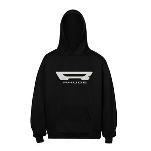 Rhude Black Hoodie with White Logo